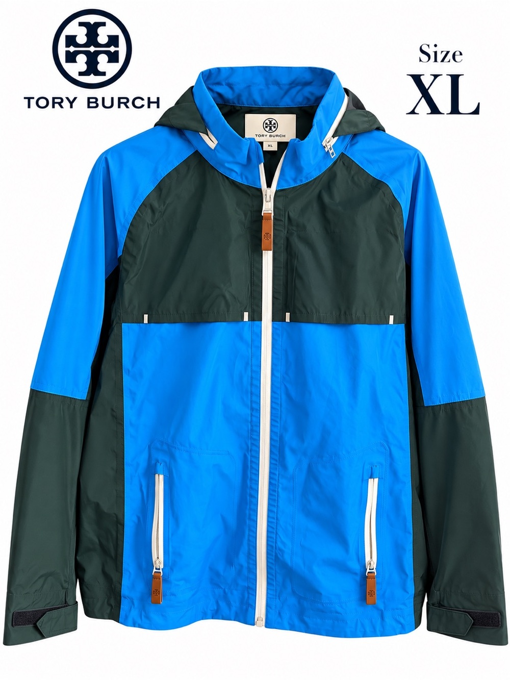 Tory Sport All Weather Colorblock Jacket in blue & green Size XL